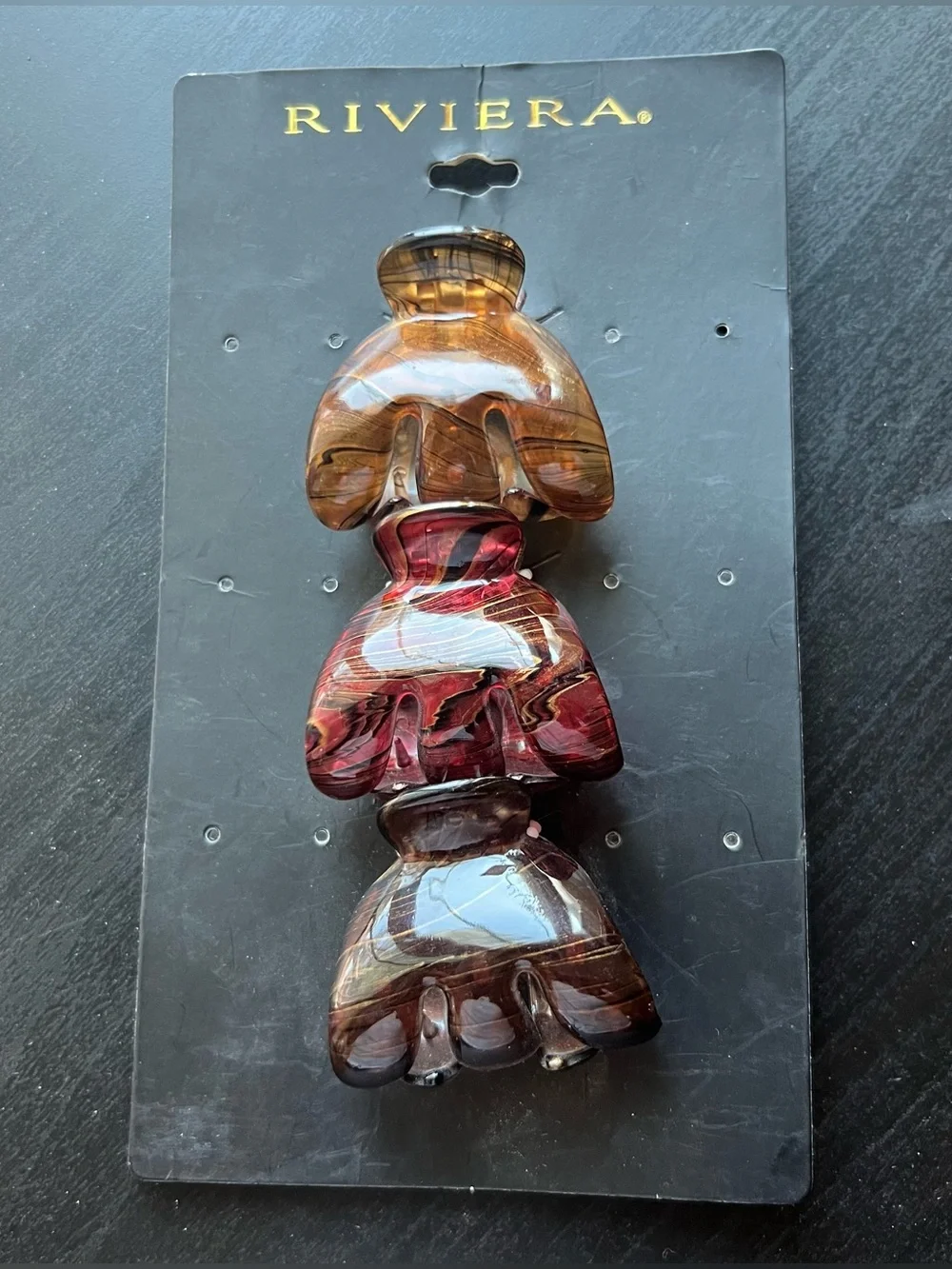 Riviera Marbled Brown and Red Hair Claw Clip Set